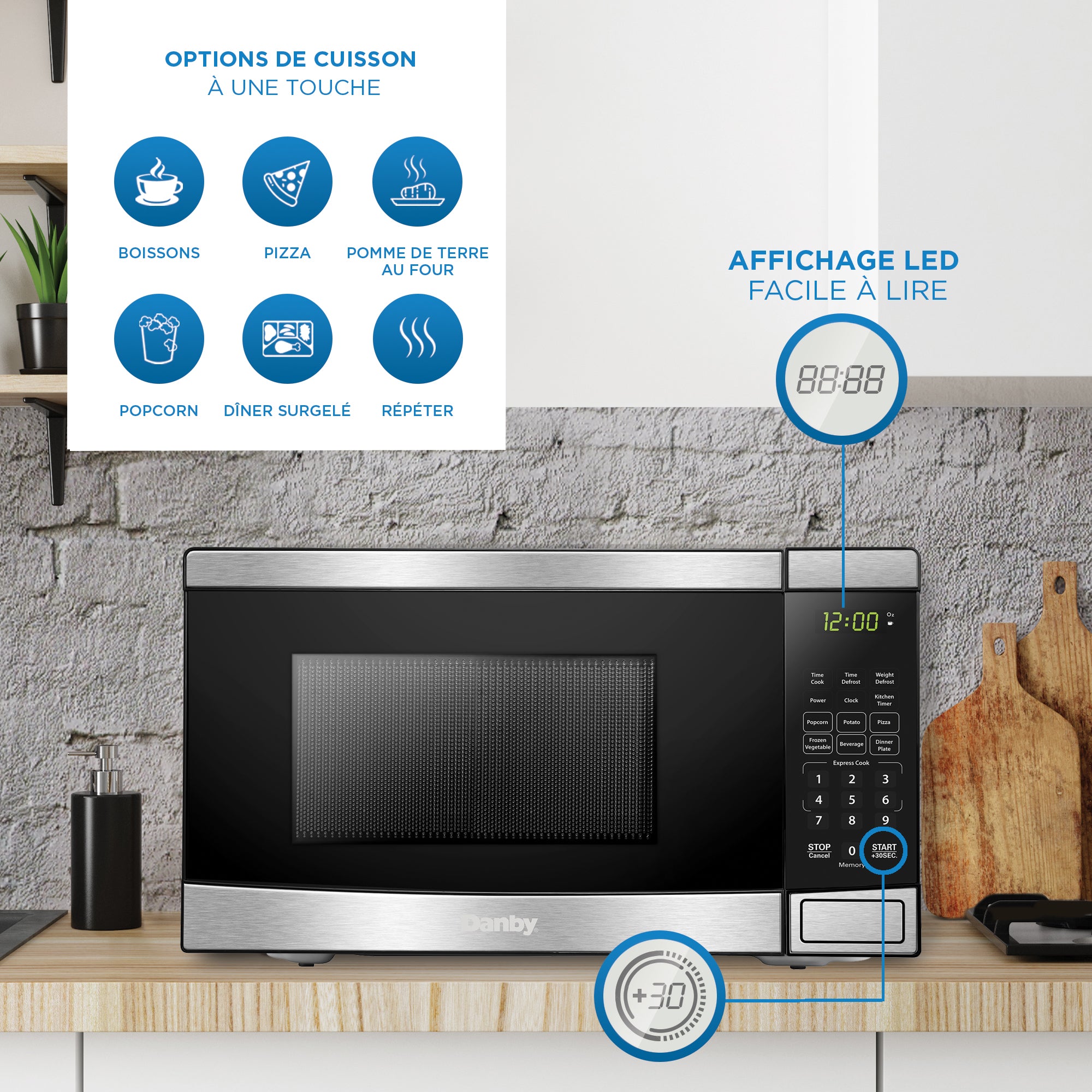Danby - 0.7 cu. Ft Counter top Microwave in Stainless - DBMW0721BBS - Image 4