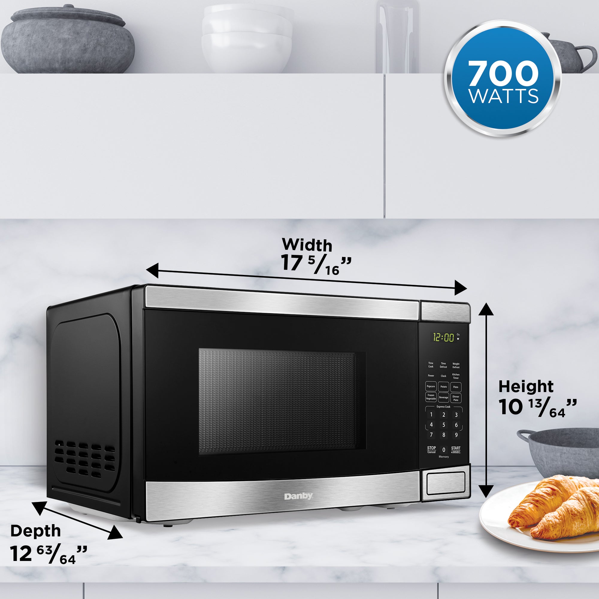 Danby - 0.7 cu. Ft Counter top Microwave in Stainless - DBMW0721BBS - Image 6